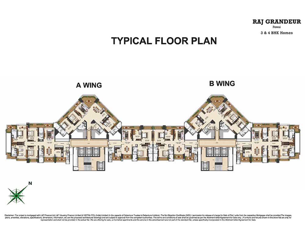 Raj Grandeur Floor Plan Wing A,B