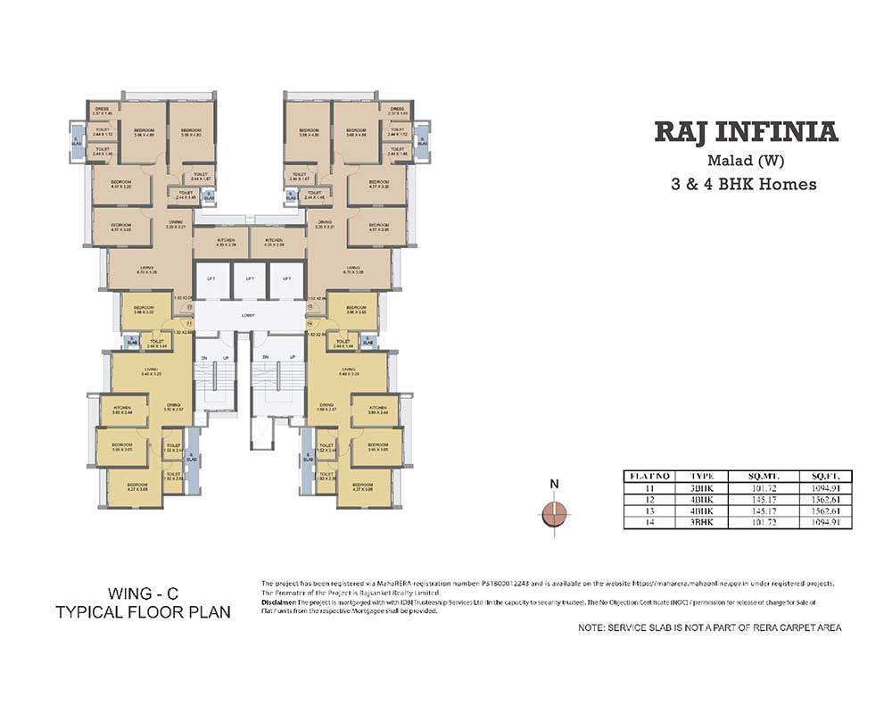 Raj Infinia Floor Plan Wing C